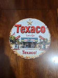 TEXACO BENZINSCHILD PUMPENSCHILD TANKSTELLE ÖL 7 3/4" x 7 3/4" - Bild 1 von 2
