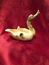 Vintage Ceramic Swan Bird Figurine Ashtray Ring Dish Soap Holder Unmarked Yellow