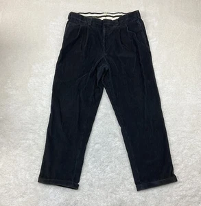 LL Bean Mens Size 37 Dark Gray Corduroy Pants Cuffed Hem Pleated Front - Picture 1 of 12