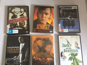 6 DVD MOVIES.ACTION.GRAN TORINO.BANDIDAS.HEAVANS BURNING.MYSTIC RIVER.JOHN WAYNE - Picture 1 of 5