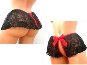 Crothles schwarz Spitze Unisex Höschen Rock sexy erotische Dessous BDSM Geschirr DDLG  - Bild 1 von 6