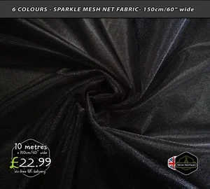 SPARKLE MESH - 6 COLOURS - MESH NET FABRIC - BRIDAL & COSTUMES  - 150cm wide - Picture 1 of 17