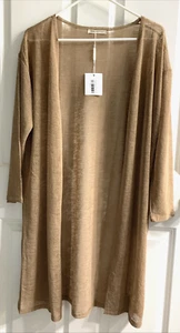 DO EVERYTHING IN LOVE Cardigan Sweater Open Knit Long Taupe  Duster One Size NEW - Picture 1 of 9