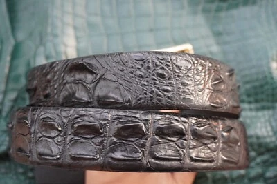 Black Genuine Crocodile Hornback Leather Skin Men's Belt W 1.5" #H58 - Image 1 of 4