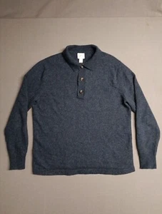 J. Crew Henley Mens Large M? Rugged Merino Wool Navy Blue Knit Pullover EUC 👌 - Picture 1 of 7