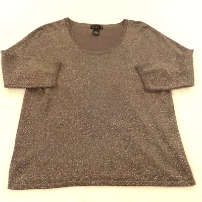 Evie Silk Sweater Women's Sparkle Gray Nightclub Long Sleeve Round Neck Size X - Image 1 of 4
