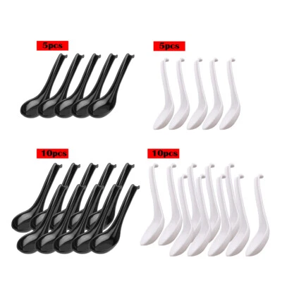 10Pcs,New Soup Spoons Ramen Noodle Long Handle Hook Food Shop Kitchen Tools - Image 1 of 4