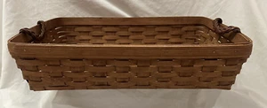 Large Rectangler Longaberger Hostess Basket ONLY 2008 Leather Handles Dark Brown - Picture 1 of 20