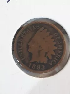 1893 US Indian Head Cent Repunched Date - Picture 1 of 2