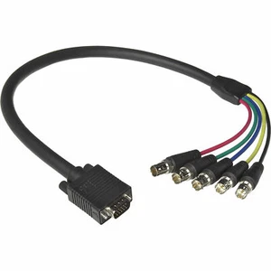 Video Adapter Converter Cable SVGA VGA 15pin D-sub Male - 5 BNC Female RBG RGBHV - Picture 1 of 3