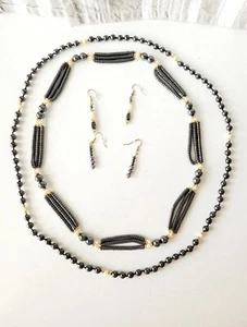 Vintage Hematite Necklace and Earring stone Magnet Healing Control - Picture 1 of 9