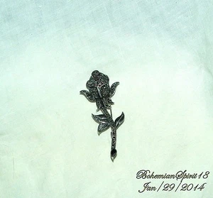 ANTIGUO BROCHE/PIN ART DECO IMPRESIONANTE ROSA PLATA ESTERLINA MARCASITA RUBÍ ROSA DE COLECCIÓN - Imagen 1 de 6