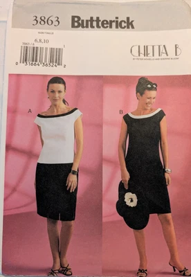Butterick Sewing Pattern Women's TOP SKIRT DRESS 3863 Chetta B Size 6-8-10 UNCUT - Image 1 of 4