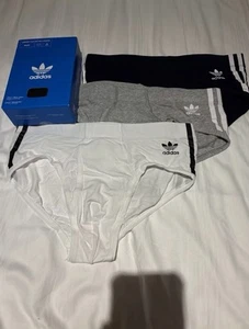 Mens Adidas Originals Comfort Flex Cotton 3-stripes Briefs 3pk Size Small - Picture 1 of 4