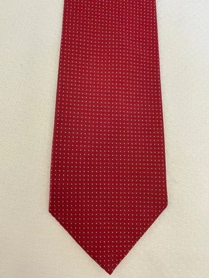 Paul Fredrick Hand Tailored Red White Dots Silk Necktie Christmas - Image 1 of 3