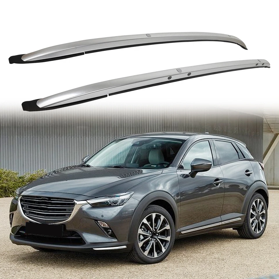 Barras transversales de techo plateadas portaequipajes para Mazda CX-3 CX3 2016-2021 Foto 1 de 4
