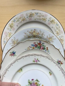Vintage Mismatched China SALAD PLATES Set of 4  Floral , Mix#15, 7.75”-8.25” - Picture 1 of 14