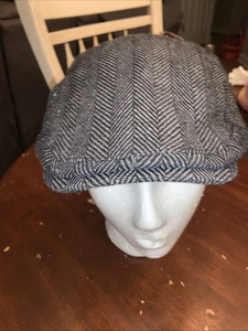 Boston Scally Co Zeitungsjungenmütze Herren XXL schwarz Fischgrät Gatsby Cabbie Poly Wolle - Bild 1 von 7