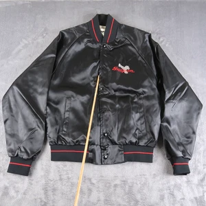 Vintage 80s Snap-On Tools Satin Jacket S Horizon Black Embroidered Coat USA - Picture 1 of 10