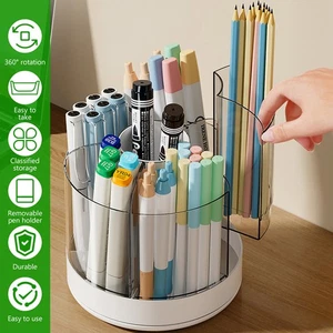 Rotating Pencil Organizer with 6 Compartments 360° Turntable Detachable eaqPn - Picture 1 of 12