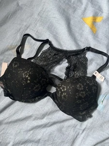 Victoria’s Secret Black Lace Racerback Push Up Bra 32B New With Tag - Picture 1 of 4