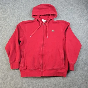 Lacoste Sport Hoodie Mens Large Red Full Zip Sweatshirt Alligator Heavyweight - Picture 1 of 16