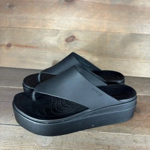 Crocs Getaway Mujer Talla 7 Zapatos Negro Plataforma Tanga Chanclas Sandalias - Imagen 1 de 8
