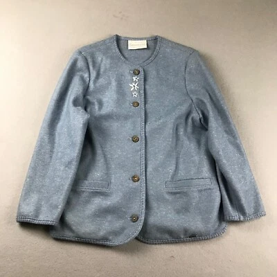 Chaqueta de suéter Giesswein para mujer talla grande Azul Lana Lino Botones Foto 1 de 4