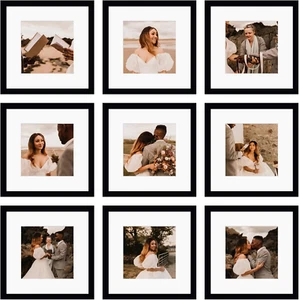12X12 Picture Frame Set of 9, Display Pictures 8X8 with Mat or 12X12 without Mat - Picture 1 of 12