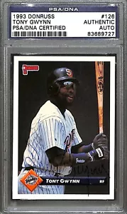 Tony Gwynn Signed 1993 Donruss Baseball Card #126 PSA/DNA COA Padres HOF Auto'd - Picture 1 of 24