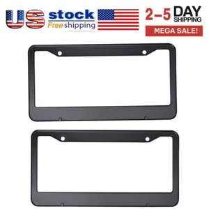 2Pcs Stainless Metal License Plate Frame Tag Cover Black 12x6" inch - Picture 1 of 5