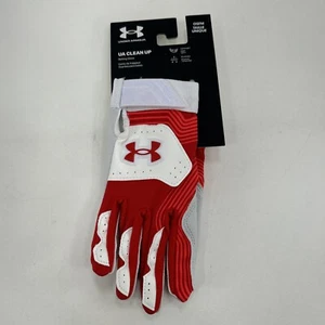 Under Armour UA Clean Up 1365464-600 White Red Batting Gloves Youth Size OSFM - Picture 1 of 5