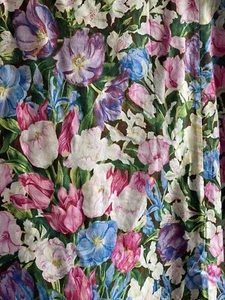 Spring Flowers By Joanne Porter Cotton Shower Curtain Blue, White, Pink, Purple - Picture 1 of 6