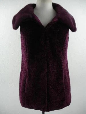 Mujeres Talla S NUEVO CON ETIQUETAS WHBM Casa Blanca Mercado Negro Largo Imitación Piel Chaleco Chaqueta Cabernet Foto 1 de 4