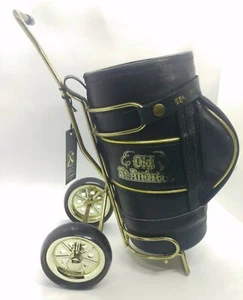 Vintage Old St. Andrews Scotch Whiskey Bottle Holder Golf Bag w/ tags Pull Cart - Picture 1 of 9