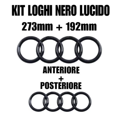 KIT loghi neri AUDI ANTERIORE 273mm + POSTERIORE 192mm per A1 8X, A3 8V A4 B8 A5 - Image 1 of 4