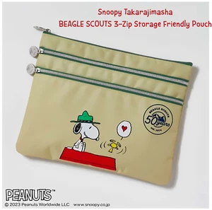 Peanuts Snoopy Travel Bag Beagle Scouts 3 Zip Organizer Beauty Storage Pouch - Picture 1 of 20