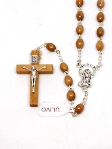 Olive Wood Rosary Beads with Cross and Metal Corpus - Picture 1 of 3