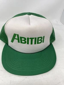 Vintage Abitibi Printed Trucker Snapback Hat Green White Canada - Picture 1 of 9