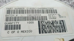 KEMET C1825C154KBRAC7800 CAP CER 0.150UF 630V X7R 1825 LOT OF  20 (IN8S2) - Imagen 1 de 3