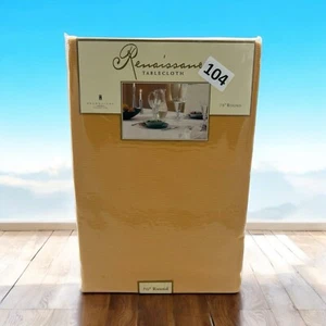 NOS ELRENE HOME FASHIONS 100% POLYESTER Harvest GOLD 70" ROUND TABLECLOTH - Picture 1 of 10