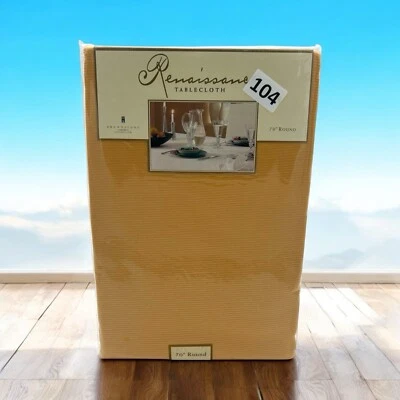 NOS ELRENE HOME FASHIONS 100% POLYESTER Harvest GOLD 70" ROUND TABLECLOTH - Image 1 of 4