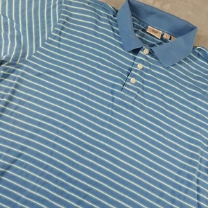 Joseph Abboud Poloshirt Herren Größe Large Pima Baumwolle Strick blau weiß gestreift Golf - Bild 1 von 7