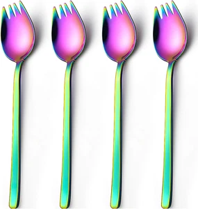 SporksSalad Forks4-Pack 18/10 Stainless Steel Sporks 7.4 Inches Long Handle D... - Picture 1 of 11