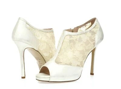 Botines Kate Spade New York Florentina de encaje peep-toe marfil satinado talla 9,5 B Foto 1 de 4