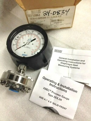 WIKA XSEL Process Gauge 232.34-4.5-200psi L990.10-PVC Solid Front 1/2" NPT - Image 1 of 4