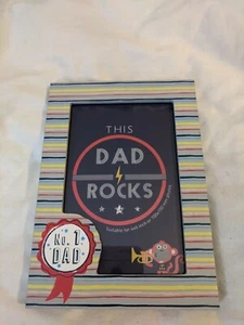 This Dad Rocks No1 Dad Photo Frame 4x6 Gift Present Father's Day Birthday Daddy - Picture 1 of 2