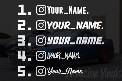 Personalized Instagram Sticker Vinyl Decal (x2) Car Window IG Username Drift JDM - Image 1 of 4