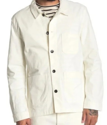 OFF WHITE NUOVA giacca in tela idrorepellente da uomo XL BALDWIN Herko vestibilità regolare bianca spenta