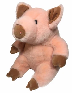 Manhattan Spielzeug SELTEN Pfirsichschwein Plüsch rosa 13 Zoll Wildschwein Schweinchen Stofftier lockiger Schwanz - Bild 1 von 10